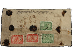 NEPAL. 1912 (Feb.). JALESWAR To KATHMANDU. Registered Cloth Cover Franked With Two 4 Pice And Two 8 Pice. It Is Addresse - Other & Unclassified