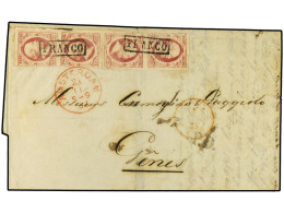 HOLANDA-PAISES BAJOS. 1863. AMSTERDAM A GENOVA (Italia). 10 Cts. Rojo (4). Rara Destinación En Este Periodo. Ed.2(4). - Autres & Non Classés