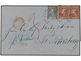 HOLANDA-PAISES BAJOS. 1869 (April 29). Cover From Amsterdam To St. Petersburg/Russia Bearing 1867 5c. Blue And Two 10c.  - Other & Unclassified