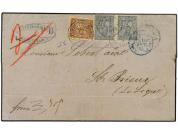 NORUEGA. 1871. Cover To FRANCE Franked By 1863 24 Sk. Brown And 1868 3 Sk. Dull Lilac Pair Tied By CHRISTIANIA Cds¦s Wit - Andere & Zonder Classificatie