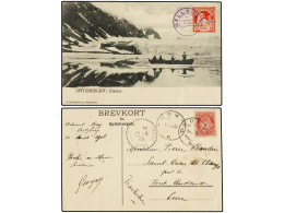 NORUEGA. 1906 (Aug 14). Postcard From Advent Bay To France Franked By Posthorn 10ö. Carmine Tied By Tromso Cds's; Front  - Autres & Non Classés