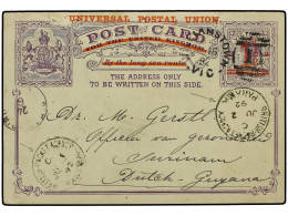 PANAMA. 1892 (April 18). 1891 1 1/2 On 2d Violet Postal Stationery Postcard With Red UNIVERSAL POSTAL UNION Surcharge, F - Sonstige & Ohne Zuordnung