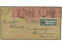 PANAMA. 1900 (March 27). Registered Cover To Germany Via New York Franked By Vertical Strip Of Five 1892 2c. Rose Tied B - Sonstige & Ohne Zuordnung