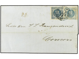PERU. 1859. TACNA A COROCORO (Bolivia). 1 Dinero Azul Y 1 Dinero Azul Pálido. Mat. ADMON. PRAL. DE CORREOS / TACNA. Magn - Other & Unclassified