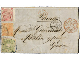 PERU. 1870 (7 Junio). TACNA A FRANCIA. Carta Completa Con Texto Franqueada Con Sello De Perú De 1 Dinero Verde Matasella - Sonstige & Ohne Zuordnung