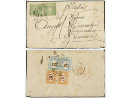 PERU. 1873. CALLAO A GÉNOVA (Italia). 1 Dinero Verde (2). Mat. De La B.P.O. De Callao C38. Tasada A La Llegada Con 4 Lir - Altri & Non Classificati