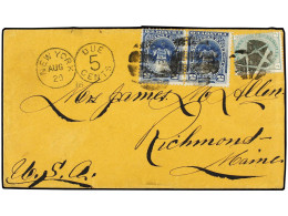 PERU. 1878. USED ABROAD. Cover To RICHMOND, MAINE, USA Bearing Combination Franking Of Peru 5 C. Pair And Great Britain  - Andere & Zonder Classificatie