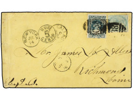 PERU. 1878. CALLAO A RICHMOND (Usa). Circulada Con Sello De Perú De 10 Cts. Verde Y Sello Británico De 1 Sh. Verde, Pl.  - Autres & Non Classés