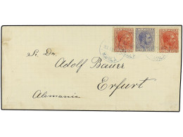 FILIPINAS. 1888. MANILA A ALEMANIA. FAJA DE PRENSA (wraper), Circulada Con Dos Sellos De 2 Ctvos. Carmín Y 2 4/8 Ctvos.  - Other & Unclassified