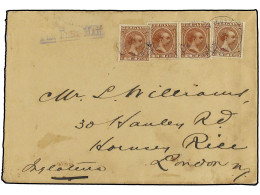 FILIPINAS. 1895. MANILA A LONDRES. 8 Ctvos. Castaño Rojo (4). Magnífico Y Muy Raro Franqueo De Cuatro Portes. Ed.113(4). - Altri & Non Classificati