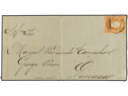 PORTUGAL: AZORES. 1881 (May 30). Outer Letter Sheet To Georgetown, Demerara, British Guiana Franked By Single Overprinte - Other & Unclassified