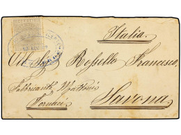 CABO VERDE. 1882 (Nov 10). Cover To SAVONA (Italy) Franked By 1877 Crown 100r. Lilac Tied By Oval CORREOS DE SAN VICENTE - Autres & Non Classés