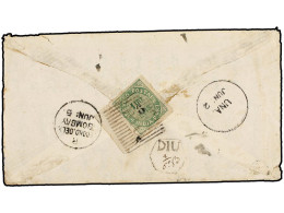 INDIA PORTUGUESA. 1883. DIU To BOMBAY. 6 On 100 Reis Green Tied By Clear DIU On Small Native Cover. Fine And Very Rare.  - Autres & Non Classés