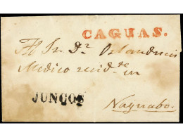 PUERTO RICO. 1845 (28-Nov.). JUNCOS A NAGUABO. Marca Lineal JUNCOS En Negro Y CAGUAS En Rojo. Excepcional Y ÚNICA CONOCI - Autres & Non Classés