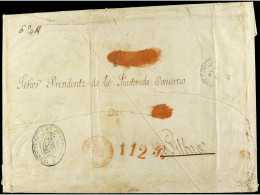 PUERTO RICO. 1845 (23 Enero). Gran Plica De SAN JUAN  A BILBAO. Fechador PUERTO RICO (PE 6) En Rojo Y Tasa De Porteo 112 - Sonstige & Ohne Zuordnung