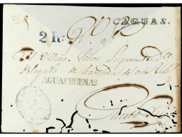 PUERTO RICO. (1850 Ca.). Sobre Sin Fechar, De CAGUAS A SAN JUAN. Marcas CAGUAS Y Tasa De 2 Rs. En Azul Y En Tránsito AGU - Sonstige & Ohne Zuordnung