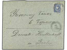 RUSIA. 1888 (Aug 25). Cover To Berlin Franked By 1880 20 Pf. Blue Tied By SARATOV (Russia) Cds. Repeated Strike Below An - Other & Unclassified