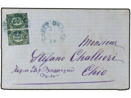 LEVANTE: CORREO RUSO. 1874. Cover To CHIOS, Franked With Pair 3 Kop Green (Mi 7), Tied By Blue KONSTANTINOPOL Datestamp, - Altri & Non Classificati