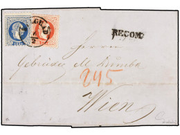 SERBIA. 1868 (6 Feb.). Outer Letter Sheet From BELGRADE To VIENNA, Sent Registered, Franked By Austria 1867 5 Kr. Red An - Autres & Non Classés