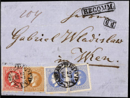 SERBIA. 1872 (27 Aug.). BELGRADE To VIENA. 10 Pa. Brown Perf, 12 X 9 1/2 (rare), 25 Pa. Rose Perf. 9 1/2 X 12 And Second - Otros & Sin Clasificación