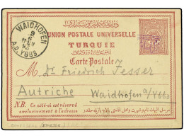 TURQUIA. 1895. Postal Stationery Card Sent To AUSTRIA Showing All Arabic Triple-box AYASULUG Cancellation (C/W Fig.182). - Autres & Non Classés