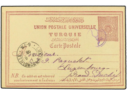 TURQUIA. 1898. GREECE. Postal Stationery Card Used To LUXEMBOURG Showing All Arabic Double-circle ISKECE Cancellation (C - Altri & Non Classificati