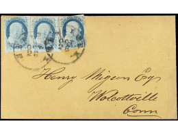 ESTADOS UNIDOS. 1851. 1c. Deep Blue Imperforate, Three Fine Single Examples (Types II And III) Used On Cover To WALCOTTV - Autres & Non Classés