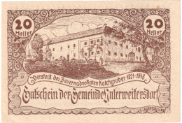 Autriche, Unterweitersdorf, 20 Heller, Château, 1920, SPL, Mehl:FS 1102 - Oesterreich