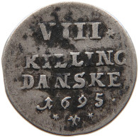 DENMARK 8 SKILLING 1695 Christian V. (1670-1699) #t027 0021 - Danemark