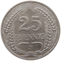 KAISERREICH 25 PFENNIG 1912 J  #t029 0197 - 25 Pfennig