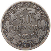 KAISERREICH 50 PFENNIG 1877 D  #t029 0257 - 50 Pfennig