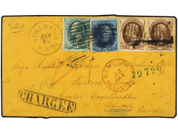 ESTADOS UNIDOS. 1875. Cover Sent Registered From STILLWATER-MINN. To GRAUBRUNDEN (Switzerland); With Three Colour Franki - Autres & Non Classés