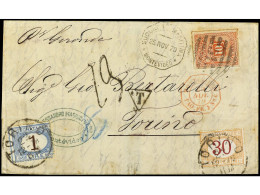 URUGUAY. 1879. MONTEVIDEO A TORINO, Por Paquebot Francés Nº 6. Tasada A La Llegada Con 30 C. Y 1 Lire. Yv.41. - Andere & Zonder Classificatie