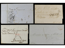 URUGUAY. 1799-1843. 7 Covers, One From Montevideo To London Via Rio De Janeiro, One To Cuba With Blanck YNDIAS Entry Mar - Other & Unclassified