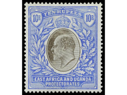 * AFRICA ORIENTAL BRITANICA. 1903. EAST AFRICA AND UGANDA. 10 R. Grey And Ultramarine. Signed Roumet. Yv. 105. SG.14. St - Sonstige & Ohne Zuordnung