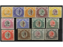 * KENIA Y UGANDA. 1922-7. TWENTY EIGHT Values, Complete Set SPECIMEN Without 5 C. Green And 10 C. Black. Some Value Smal - Andere & Zonder Classificatie