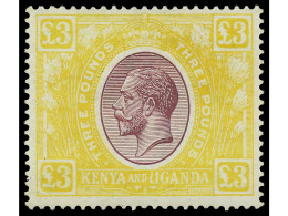 * KENIA Y UGANDA. 1925. 3 £ Purple And Yellow. Fresh Colour And Very Well Centered. Yv. 20 Cat. 1.700€. SG.97. - Otros & Sin Clasificación