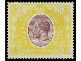 * KENIA Y UGANDA. 1925. 3 £ Purple And Yellow. Fresh Colour And Very Well Centered. Yv. 20 Cat. 1.700€. SG.97. - Sonstige & Ohne Zuordnung