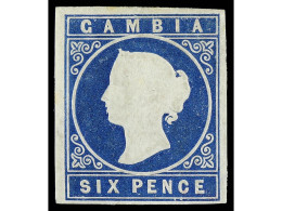 * GAMBIA. 1872. 6 P. Pale Blue. WARWICK & WARWICK Certificate. Yv. 2 Var. SG.4. Stanley Gibbons.3.250£. - Sonstige & Ohne Zuordnung