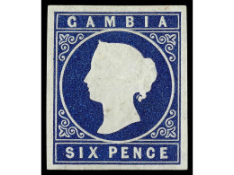 * GAMBIA. 1874. 6 P. Deep Blue. Yv. 4 Cat. 500€. SG.7. - Sonstige & Ohne Zuordnung