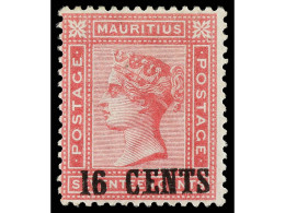 * MAURICIO. 1883. 16 C. On 17 C. Rose. PHILATELIC FOUNDATION Certificate. Yv. 67. SG.114. Stanley Gibbons.375£. - Other & Unclassified