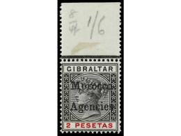 ** MARRUECOS. 1898. AGENCIES. 2 P. Black And Carmine. Inverted 'V' For 'A'. Yv. 8 Var. SG.8a. Stanley Gibbons.+375£. - Otros & Sin Clasificación