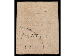 ° NATAL. 1857-61. 1 P. Rose. Creased. B.P.A. Certificate. Yv. 1 Cat. 2.200€. SG.2. - Otros & Sin Clasificación