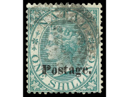 ° NATAL. 1869. 1 S. Green, Overprint 'Postage', 12 3/4 Mm. Ex Dale-Liechtenstein. R.P.S. Certificate. Yv. 22 Cat. 1.250€ - Other & Unclassified