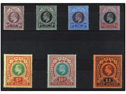 * NATAL. 1908-9. SEVEN Values, Complete Set. 6 P. To 1 £. Yv. 86/92 Cat. 620€. SG.165/71. - Andere & Zonder Classificatie