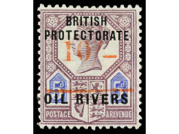 * COSTA DE NIGER. 1893. PROTECTORATE. 10 S. Red On 5 P. Purple And Blue. Original Gum With The Typical Red Fibers Adheri - Autres & Non Classés