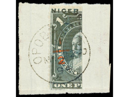 ° COSTA DE NIGER. 1894. PROTECTORATE. 1/2 P. On Half Of 1 P. Dull Blue. Opobo Bisect Provisional, Tied To Small Piece By - Autres & Non Classés