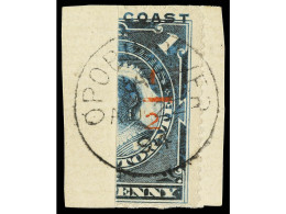 ° COSTA DE NIGER. 1894. PROTECTORATE. 1/2 P. On Half Of 1 P. Pale Blue. Opobo Bisect Provisional, Tied To Small Piece By - Autres & Non Classés