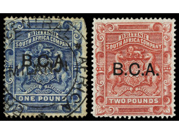 * NYASSALAND. 1891. BRITISH CENTRAL AFRICA. 2 £ Rose-red. Included In The Lot, 1 £ Blue Used, Corner Fault. Ex Samos. Yv - Autres & Non Classés