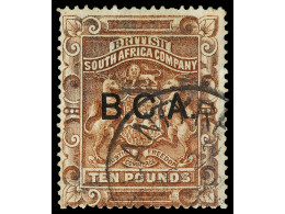 ° NYASSALAND. 1891. BRITISH CENTRAL AFRICA. 10 £ Brown, BLANTYRE C.d.s. Reperforated At Bottom And Repaired Hole. P.F. C - Other & Unclassified